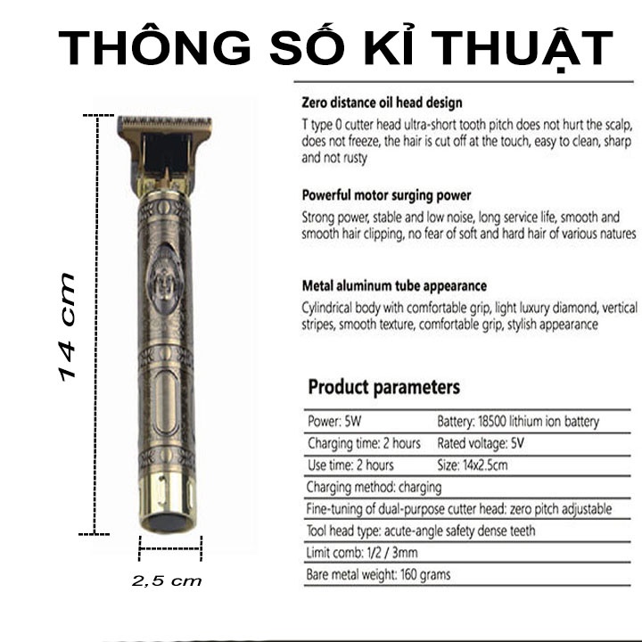 Tông đơ cắt tóc bấm viền sạc điện dq8