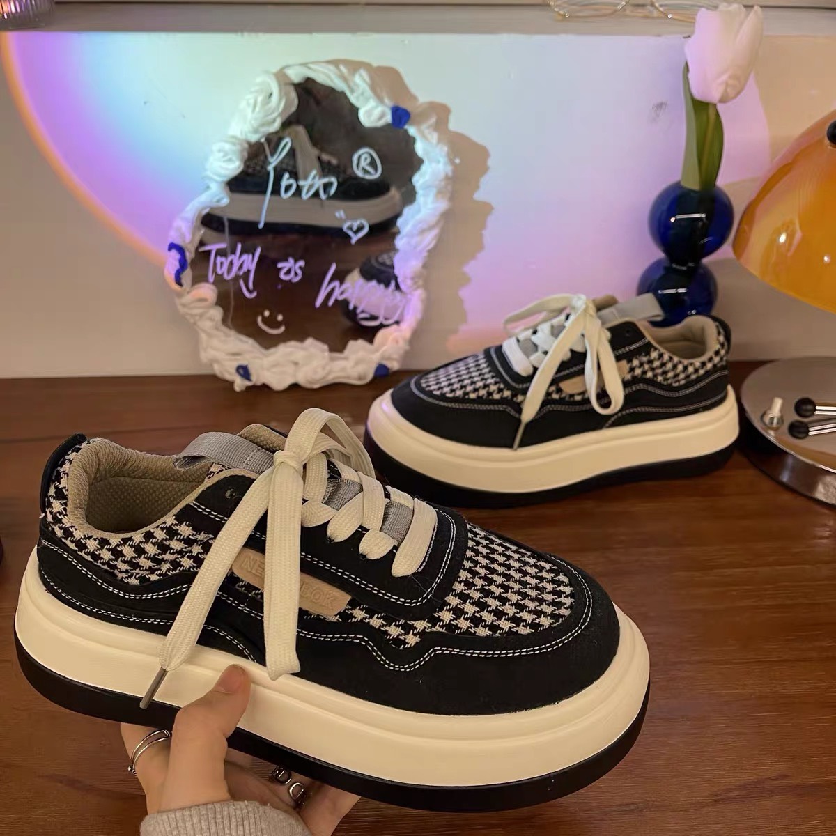 [Hàng có sẵn] GIÀY HOUNDSTOOTH, GIÀY BÁNH MÌ ĐẾ BẰNG MỎNG NHẸ PHONG CÁCH CÁ TÍNH