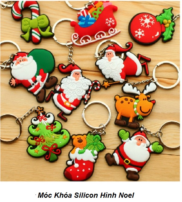 Sét 10 Chiếc Móc Khóa Silicon Hình Noel Giáng Sinh Vui Vẻ