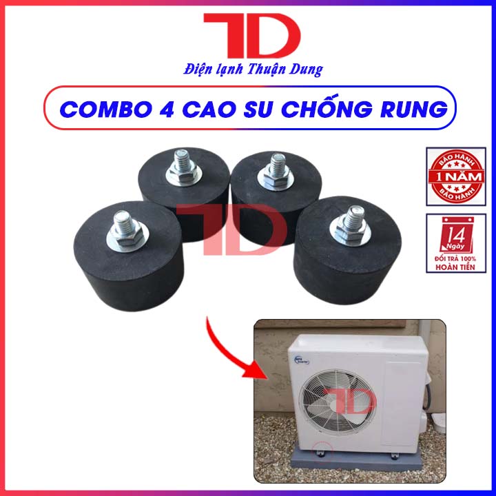 Combo 4 cao su chống rung cục nóng điều hòa, đế cao su giảm chấn chống rung - Điện Lạnh Thuận Dung