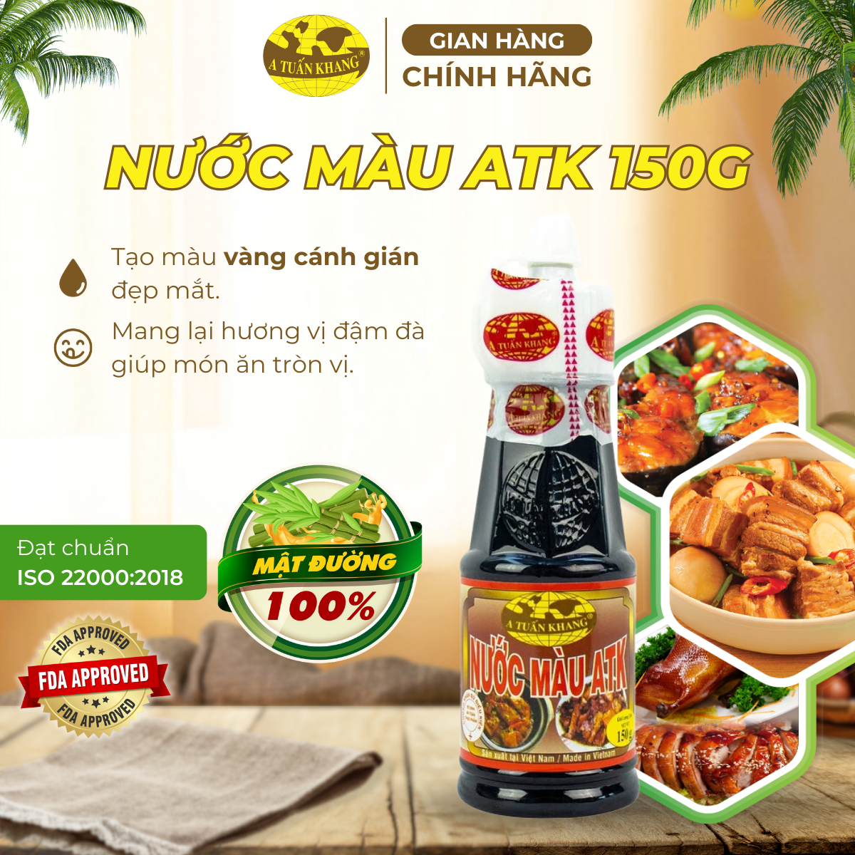 Nước Màu ATK Chai 150g - Nước Hàng Kho Cá, Ướp Thịt Thơm Ngon, Đậm Đà Hương Vị Truyền Thống | A TUẤN KHANG