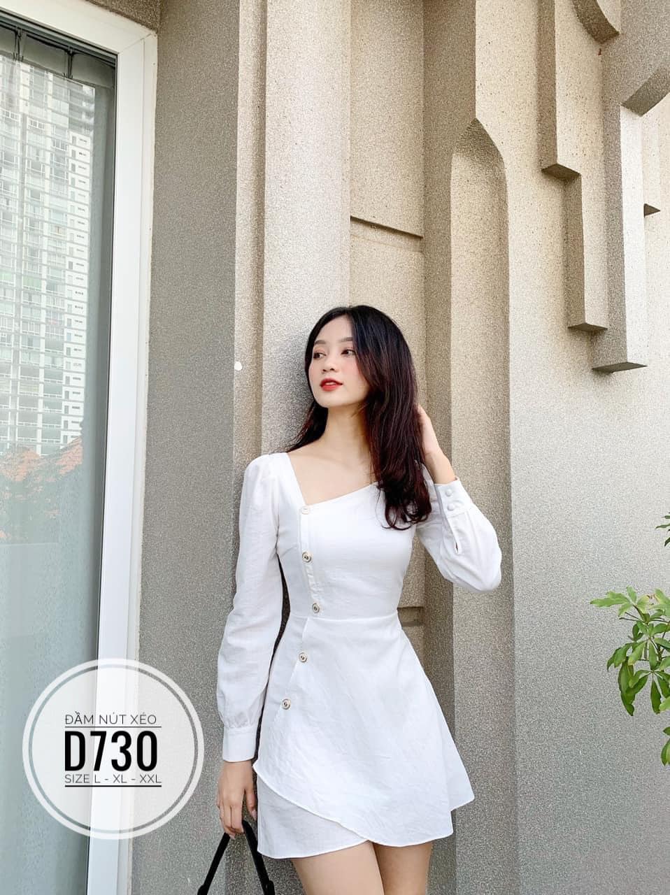 ĐẦM BIGSIZE NÚT XÉO LỆCH TÀ