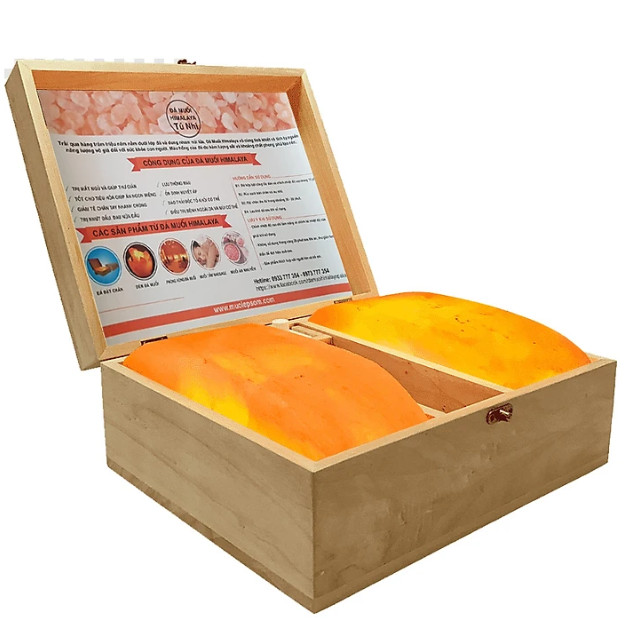 Hộp Đá Muối Himalaya Massage Chân (Mặt Đá Cong 2 Viên)