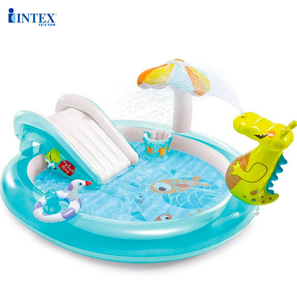 Bể bơi phao cầu trượt cá sấu chúa intex 57165 - Hồ bơi cho bé mini, Bể bơi phao trẻ em, bể bơi cho bé, bể bơi ngoài trời
