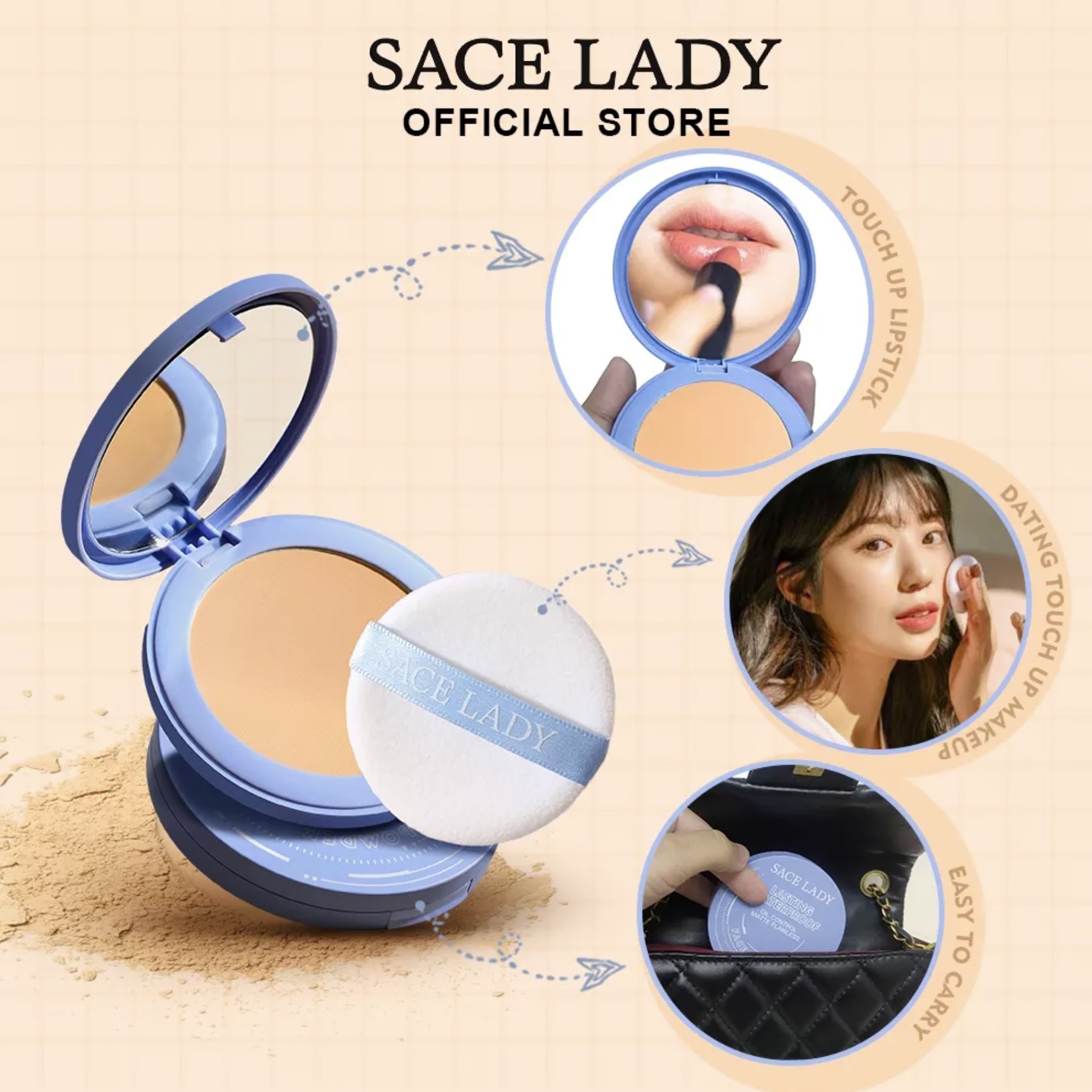 PHẤN PHỦ KIỀM DẦU SACE LADY CHỐNG THẤM NƯỚC 8GR