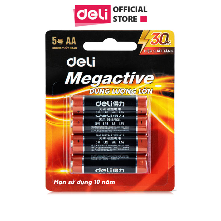 Pin Kiềm Akaline Deli Megactive - 2 loại AA và AAA - Vỉ 2 Viên / 4 Viên Mạnh Mẽ, Nguồn Điện Dồi Dào, Sử Dụng Đa Năng - Hình ảnh 2
