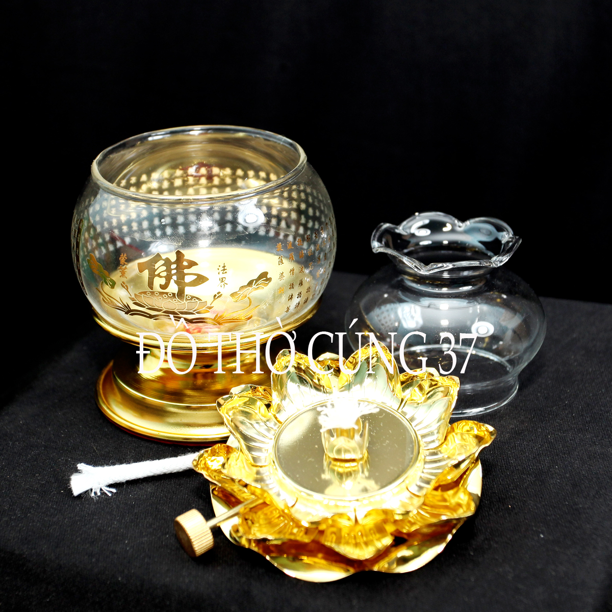 ĐÈN DẦU LƯU LY THỦY TINH 02 [ KINH CHÚ ĐẠI BI ]