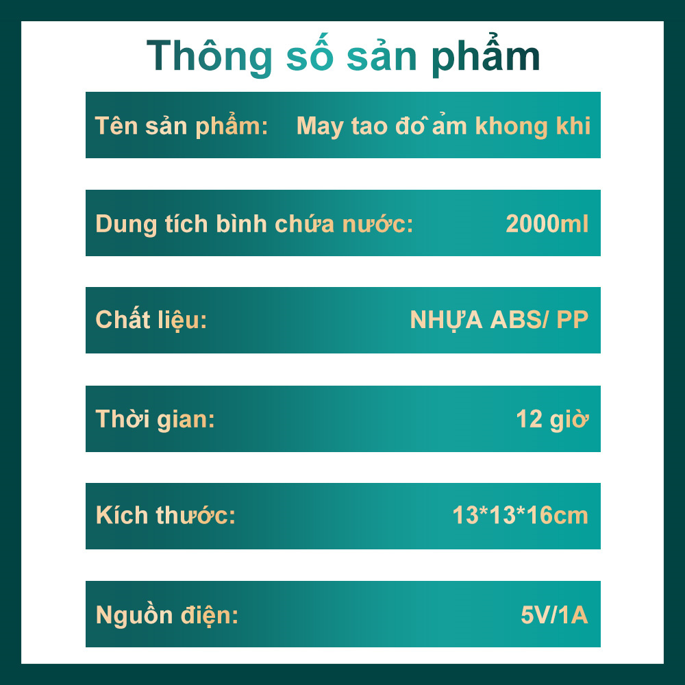 Máy Tạo Độ Ẩm Không Khí 2000ML Máy Khuếch Tán Tinh Dầu Hương Thơm Siêu Âm Máy Tạo Sương Mát