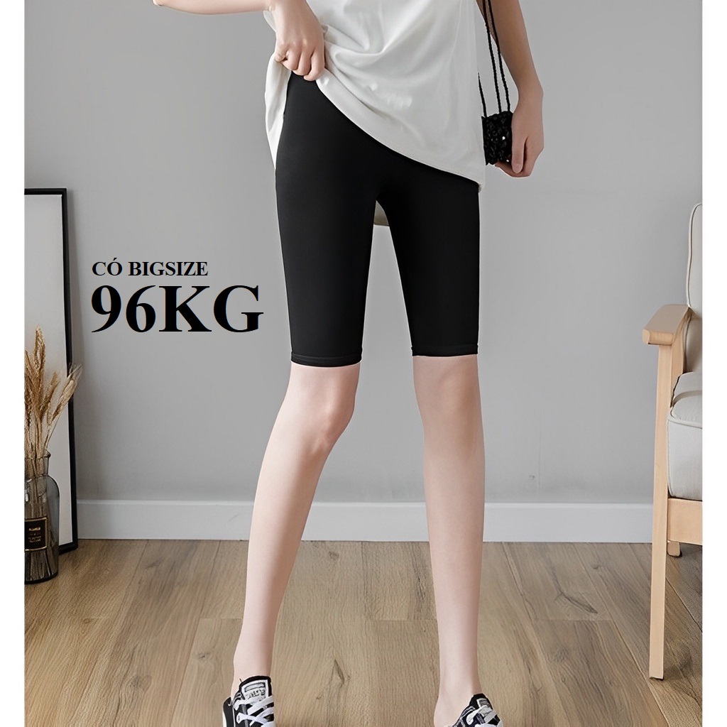 Quần legging đùi biker 4 túi, dài 40cm, vải thun cotton dày đẹp, co giãn tốt, có bigsize 90kg