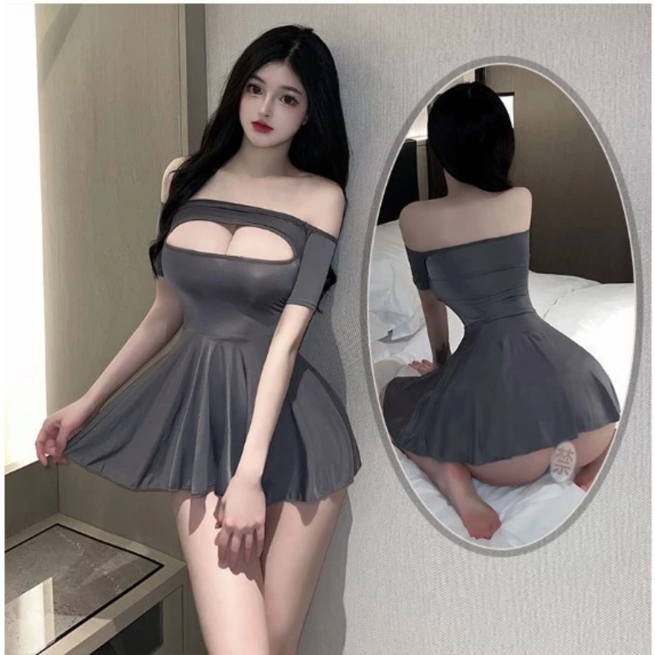 5483 sexy off shoulder flare nightdress