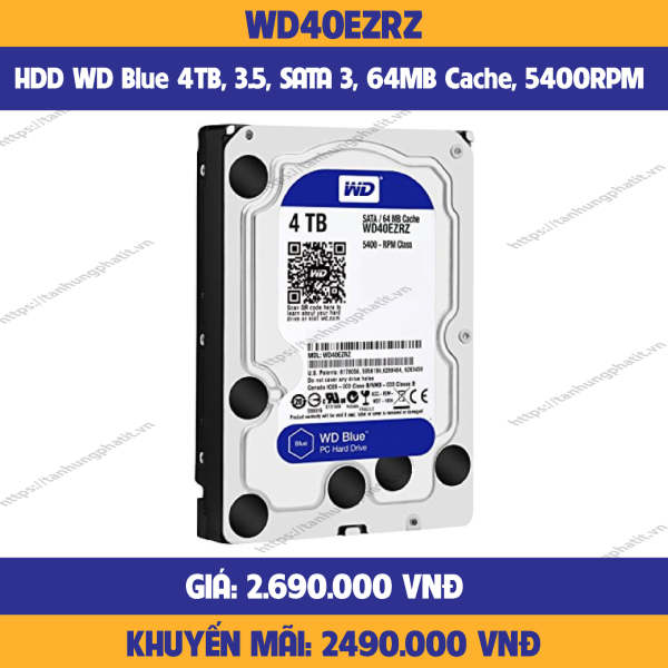 Bảng giá Ổ CỨNG HDD WD BLUE 4TB WD40EZRZ Phong Vũ