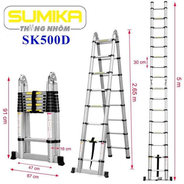 Thang nhôm rút chữ A Sumika SK500D - 5m
