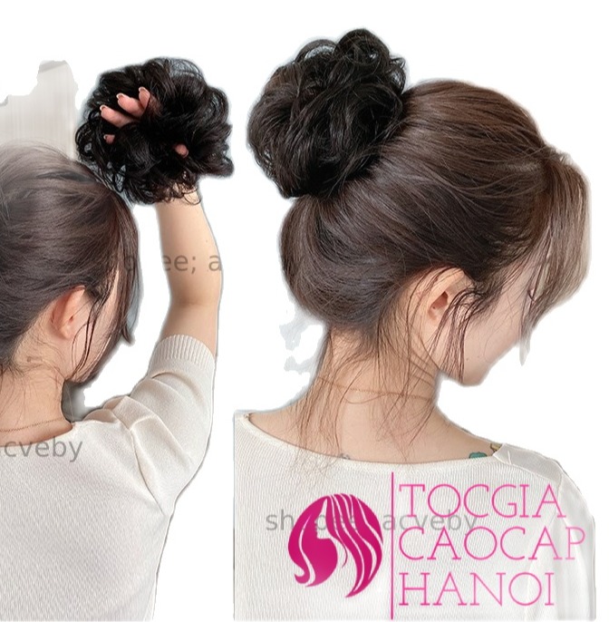 Sợi tóc thật 100%- Búi xoăn cột chun
