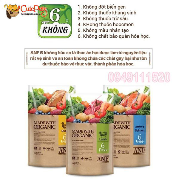 Thức ăn cho chó ANF 6 Free Dog hạt hữu cơ