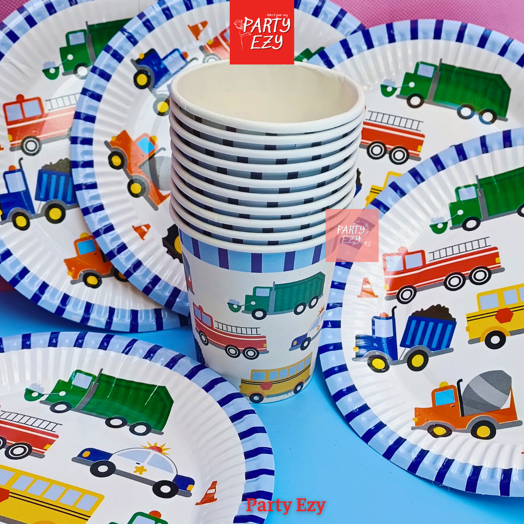 SET DĨA, LY GIẤY CHỦ ĐỀ XE CỘ, XE HƠI CHO BÉ