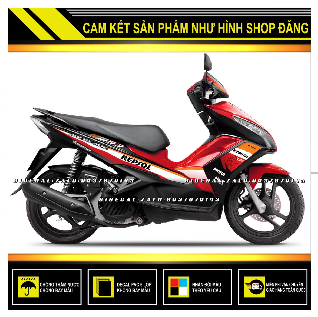 Tem rời airblade mẫu repsol 2015 đỏ đen