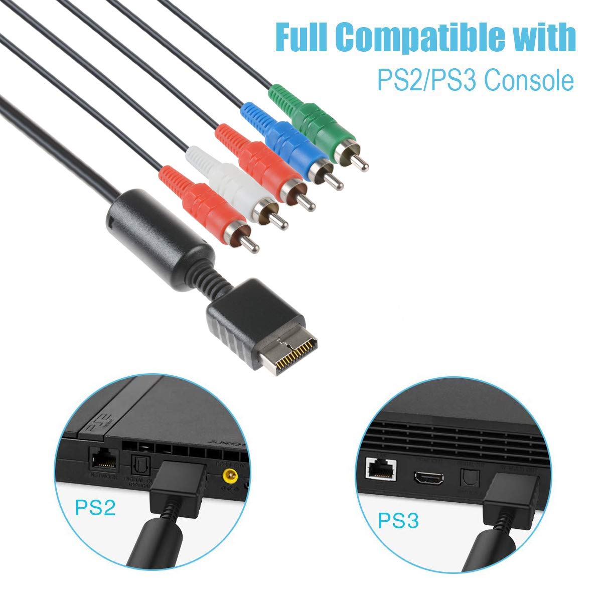 Dây Component 5 Chân 5 Màu Cho PS2, PS3 Cho Chất Lượng Hình Ảnh Cực Nét