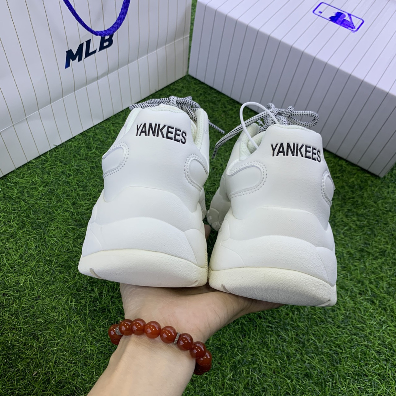 [Ảnh thật] giầy thể thao MLb NY trắng thời trang nữ