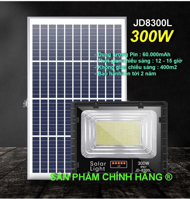 ĐÈN NĂNG LƯỢNG MẶT TRỜI CHÍNH HÃNG JINDIAN JD-8300L (300W)