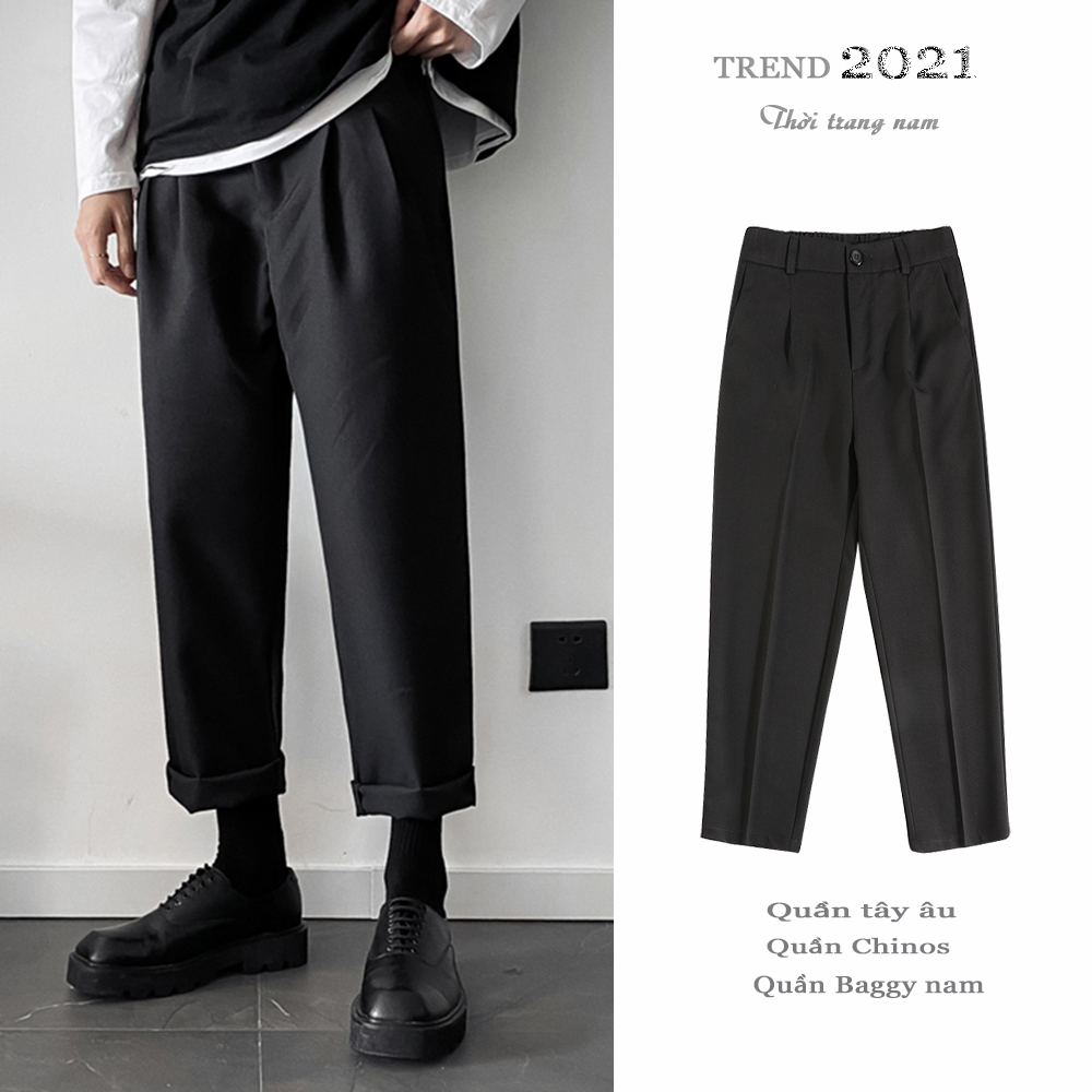 Quần Tây Âu Ống Rộng Chinos Kiểu Dáng Hàn Quốc Cạp Cúc Thanh Lịch Thời Trang 4MEN JOGGER NAM 9000063C4