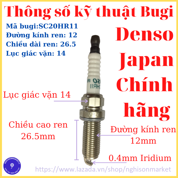 Bugi xe Corolla Altis Avanza Veloz bộ 4 chiếc Bạch Kim Iridium Denso Japan