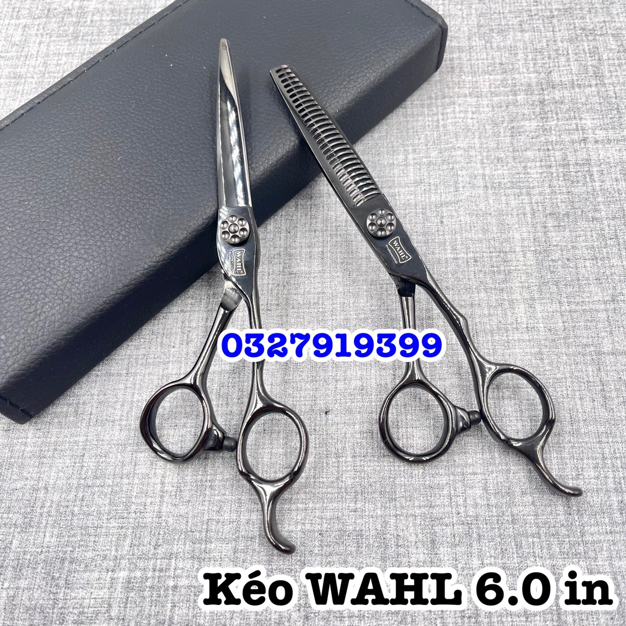 Wahl Japanese Hair Cutting Scissors 6.0 Inch S440C Steel Hardness 62Hrc High Quality Good Price Sharp Scissors (Black W Curved)