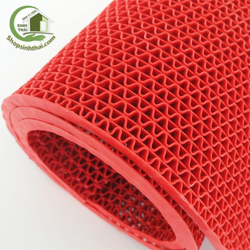 Thảm Nhựa Lưới Chống Trơn Màu Đỏ - [ 50cm x Khổ 90cm ]