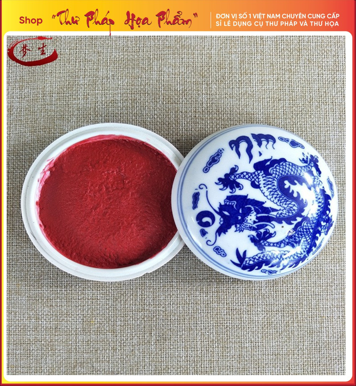 Mực dấu Chu Sa hũ sứ thư pháp họa phẩm