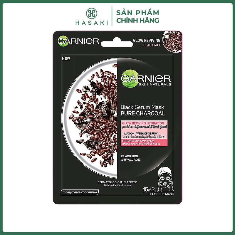 Mặt Nạ Tinh Chất Garnier Trà Xanh Kiểm Soát Dầu Hydra Bomb Purifying Hydration Serum Mask - Green Tea & Hyaluron 28g