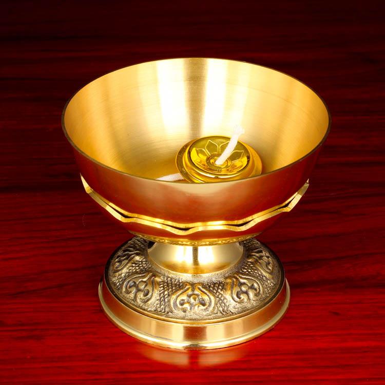 Baocheng Đồ PHẬT Phật Giáo Cung Cấp Chất Lỏng Dầu Ăn Đồng Đèn Bơ Đèn Phật Đồng Nguyên Chất Đèn Sáng Dài Trước Phật Phật