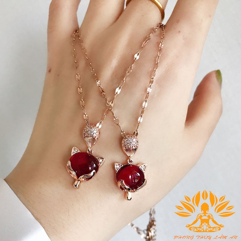 [HCMC] [premium product] Beryl wealth Red Stone Fox pendant with a premium box strap.