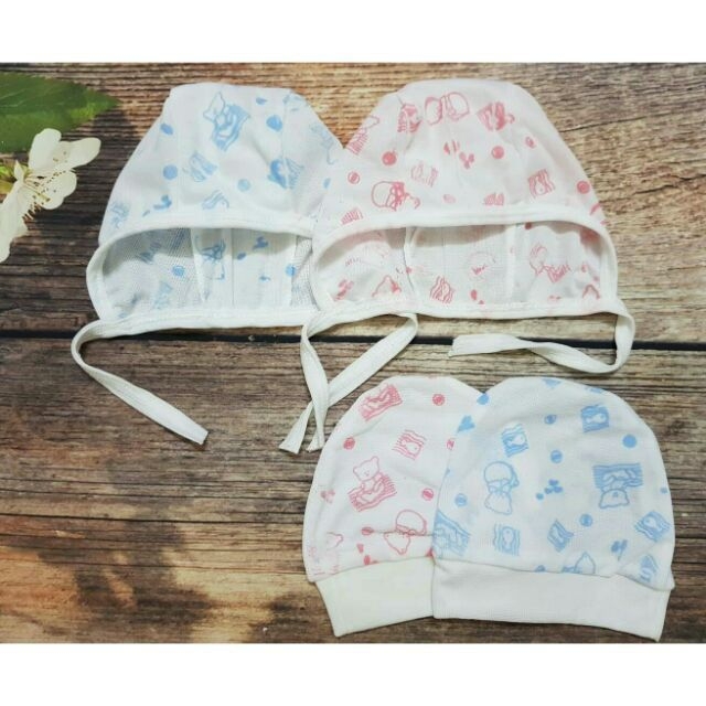 3 chiếc Mũ chụp cotton sơ sinh cho bé/ loại mỏng