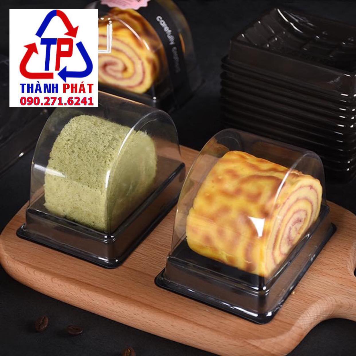 Combo 100 hộp nhựa nắp gập A93 - Hộp nhựa đựng bánh bông lan cuộn