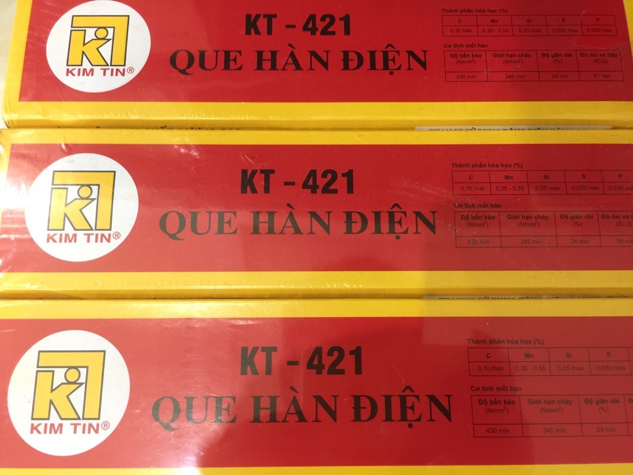 [HCM]1 bó que hàn sắt Kim Tín 2.5ly (1 kg hoặc 2.5kg), que hàn sắt sử dụng máy hàn