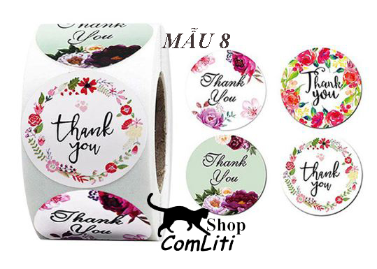 Cuộn 500 tem dán cảm ơn, nhãn label thank you nhiều mẫu