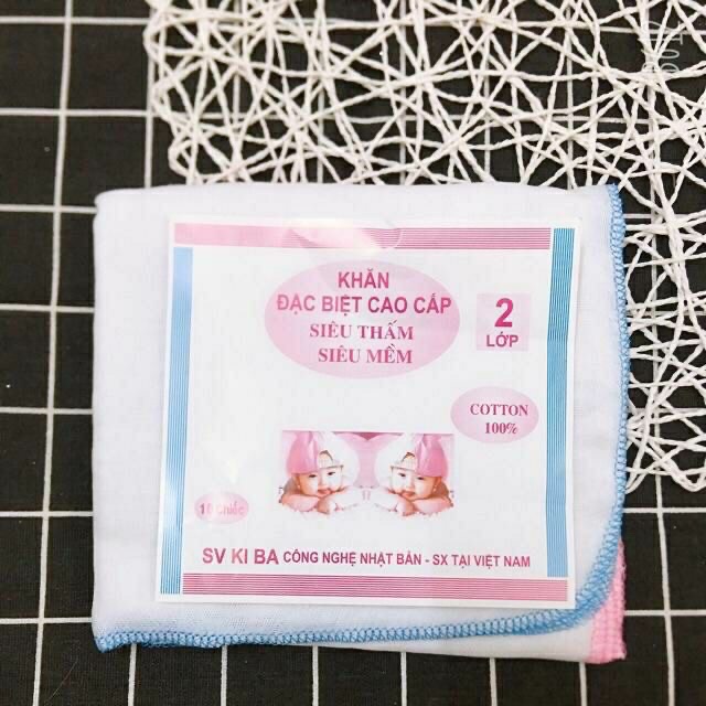 TÚI 10 KHĂN SỮA KIBA TRẮNG - (4 Lớp)
