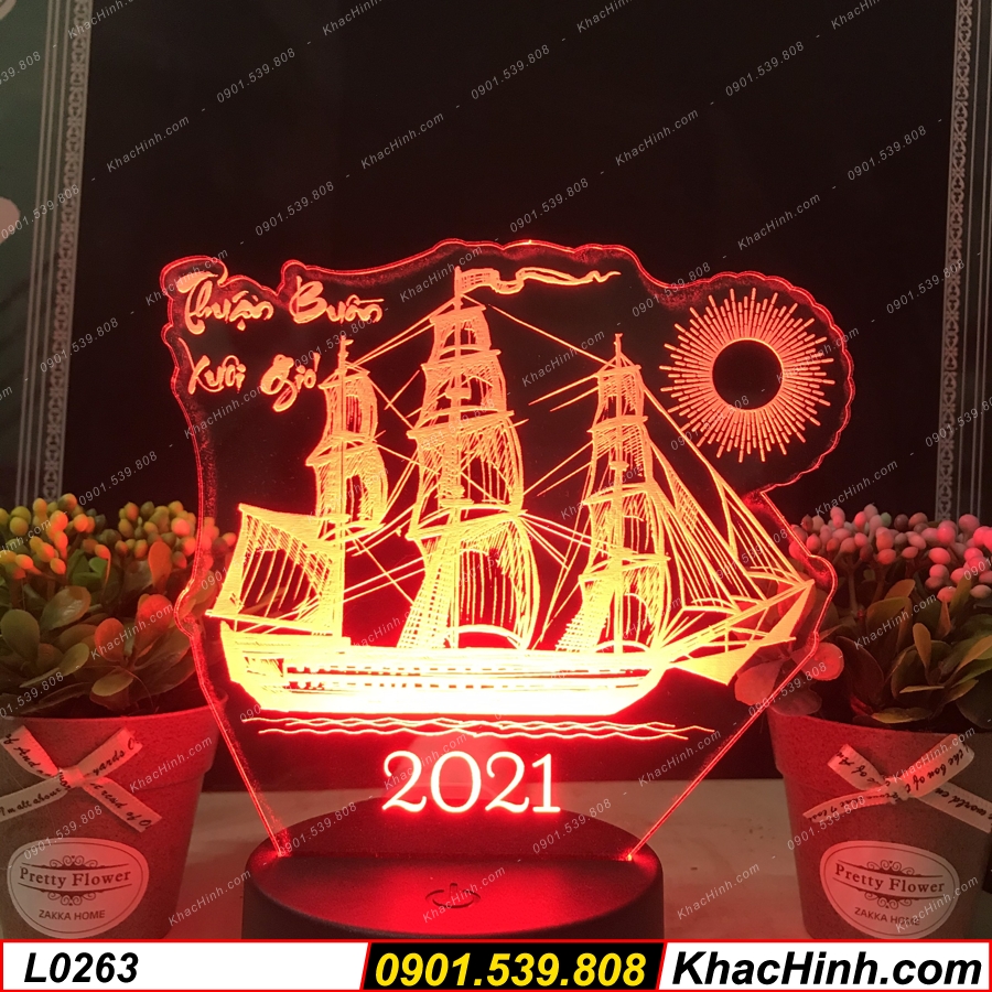 [HCM]Đèn Led 3D 16 màu THUẬN BUỒM XUÔI GIÓ – CHÚC MỪNG NĂM MỚI 2021 - Qùa Tặng Độc Đáo Đèn Trang Trí Đèn Để Bàn Đèn Phòng Ngủ Thiết Kế Khắc Hình Theo Yêu Cầu