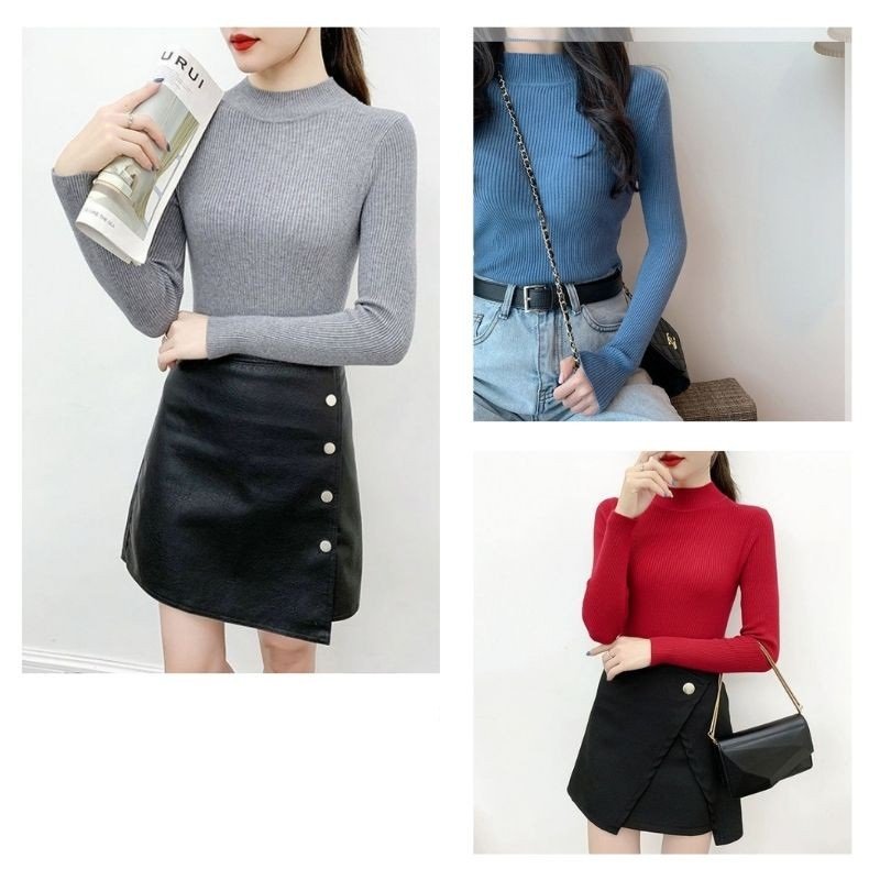 ÁO LEN CỔ 3 PHÂN cao cấp lên dáng ôm cực xinh áo len không xù basic dễ phối đồ
