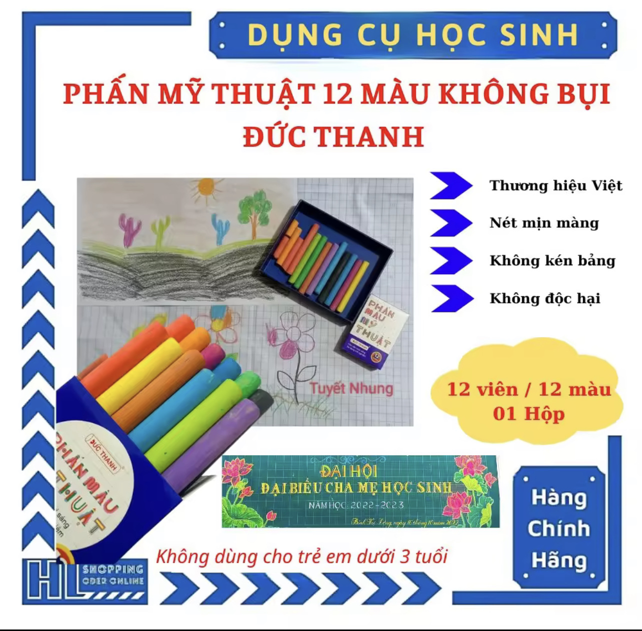 Phấn Màu Mĩ Thuật Đức Thanh (Hộp 12 Màu) | Lazada.Vn