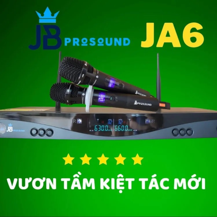 Micro Không Dây JBproSound JA6 Hát Siêu Nhẹ Tiếng Sáng Tụ To Sóng Khỏe Hút Âm Tốt Độ Chống Hú Cao Tích Hợp Cảm Biến Tự Ngắt Âm Thanh Trng Thực Phù Hợp Karaoke Gia Đình Hàng Bảo Hành 12 Tháng