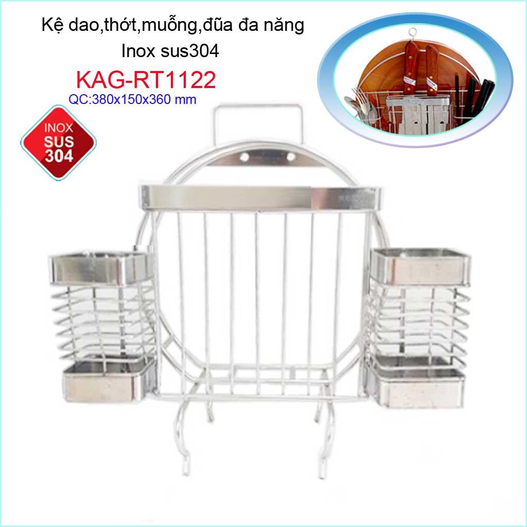 Kệ Dao thớt muỗng đũa inox SUS304 KAG-RT1122, kệ đặt bàn -treo tường máng dao thớt ống đũa tiện lợi gọn gàng
