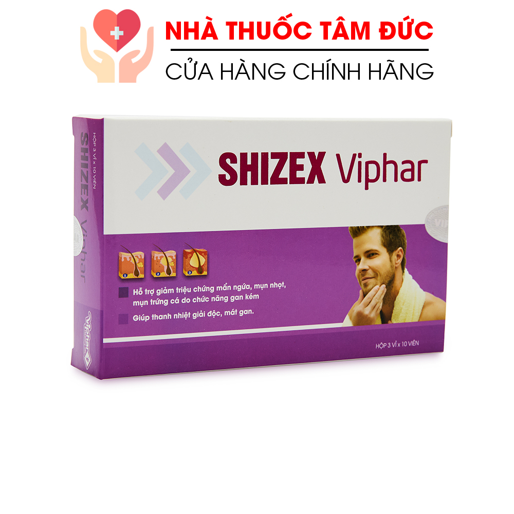 Viên uống SHIZEX VIPHAR giảm mẩn ngứa mụn nhọt mụn trứng cá do gan kém