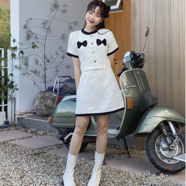 Set dạ tweed Janie kèm chân váy TKA355 LOLLIE STUDIO