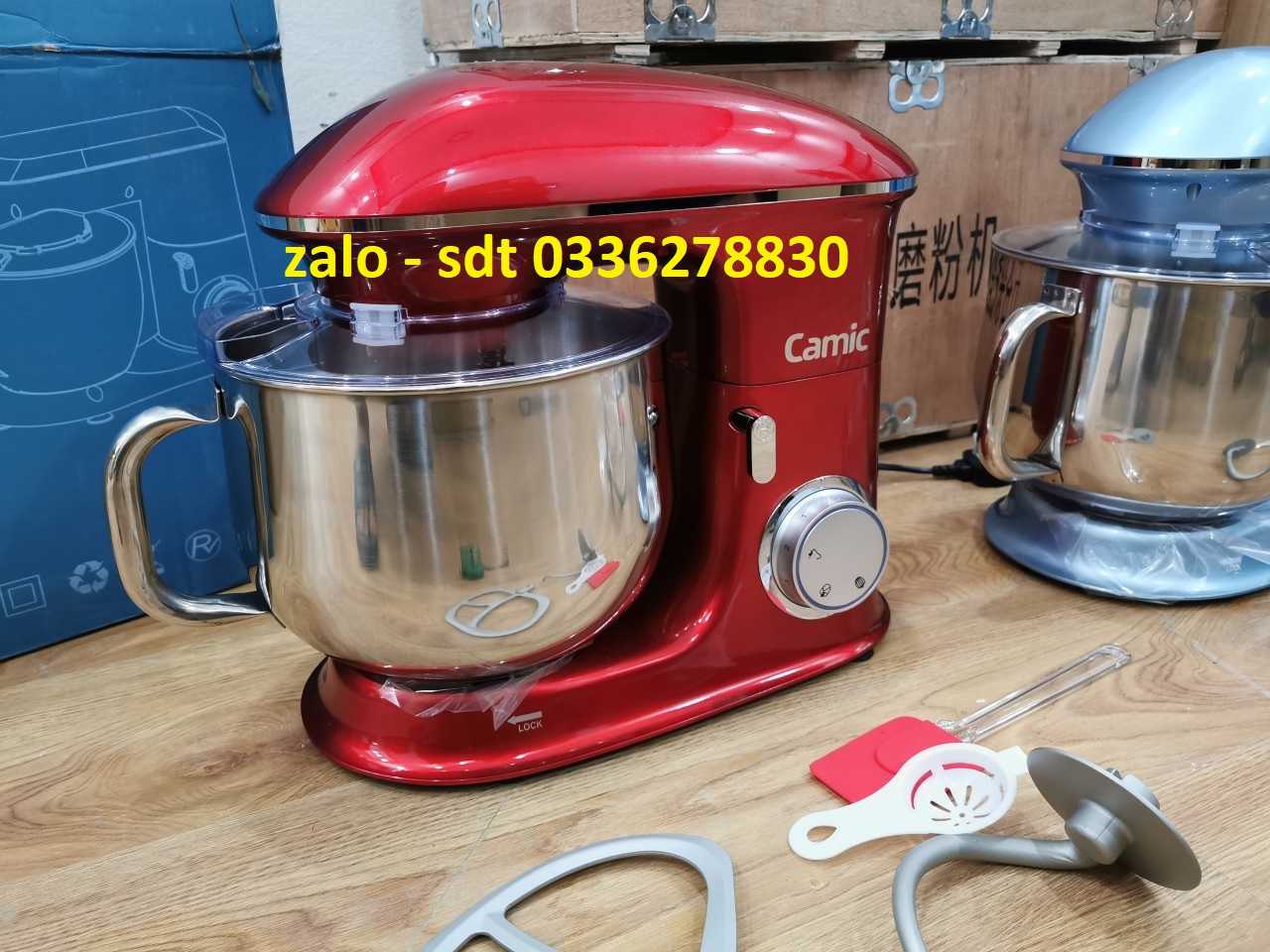 1500W Food Processor Kneading Machine Camic 8L Food Processor Mixer Multifunctional Mixer Low Noise Powerful and Professional 6 Speeds with Pulse Stainless Steel Bowl