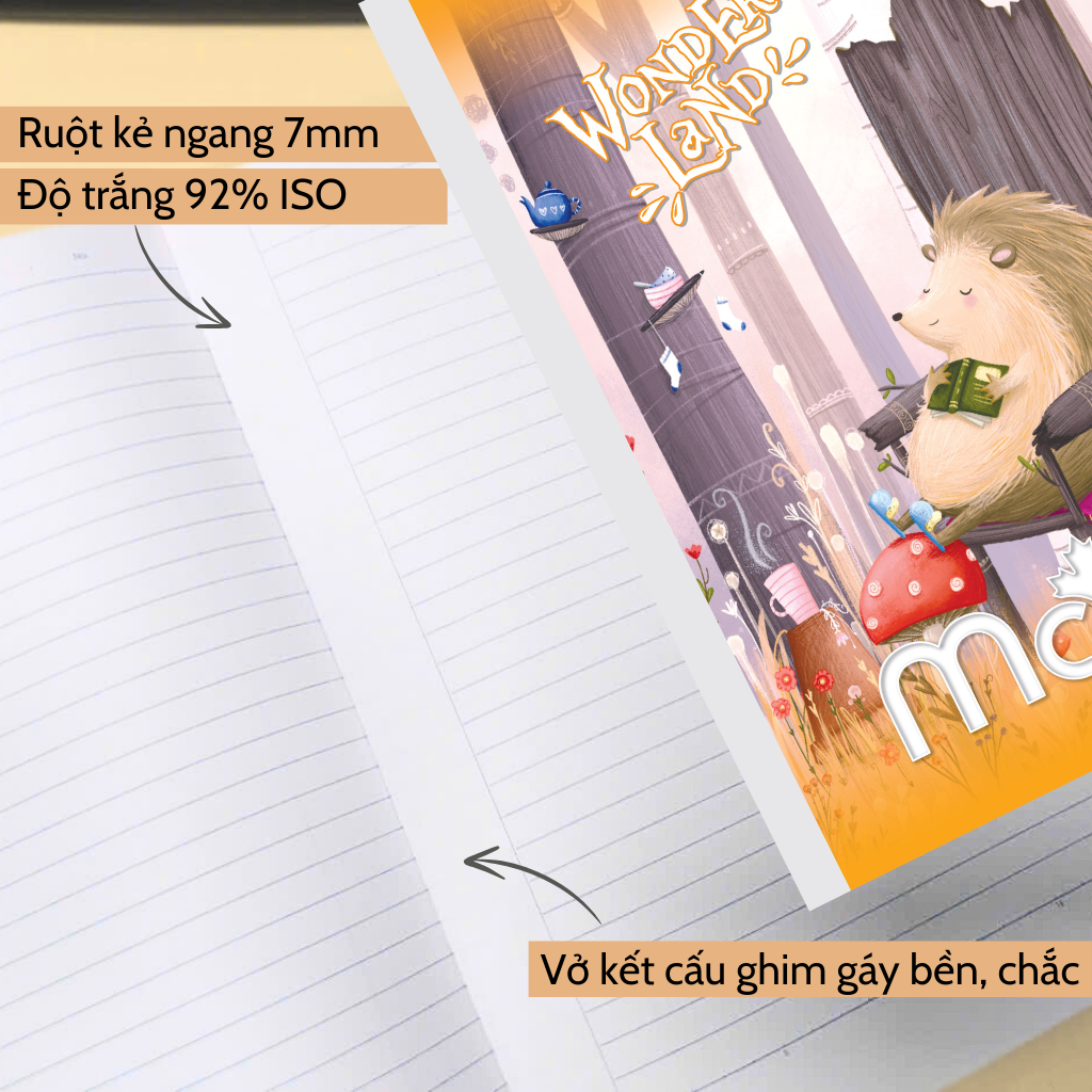[MC.PLE] Vở Kẻ ngang B5 Mc.ple 120 trang WONDERLAND, định lượng 70gsm, độ trắng 92% ISO - Sổ tập vở chất lượng, bám mực tốt - MS2078