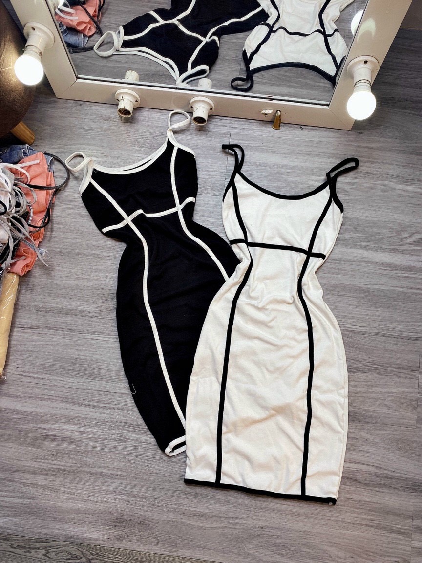ĐẦM 2 DÂY BODY THUN LỤA ĐUÔI CÁ  NHÚN VIỀN