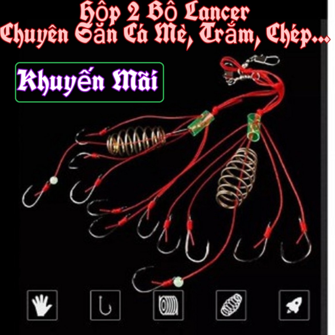 Hộp 2 bộ lưỡi lăng xê lò xo câu cá mè, cá chép, cá rô phi, cá chép...- ntt fishing