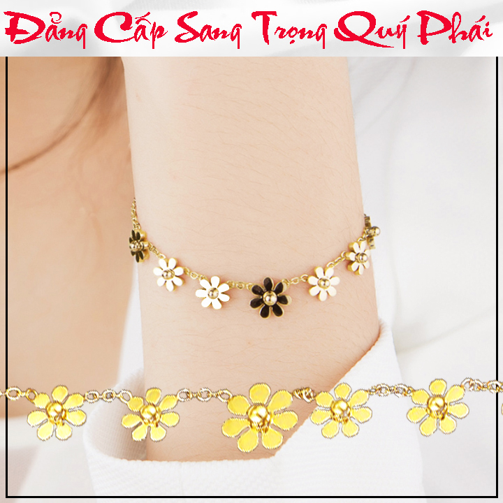 LẮC TAY NỮ TITAN HOA CÚC MÀU VÀNG TƯƠI TA080 - đẹp, bền màu, chuẩn thời trang