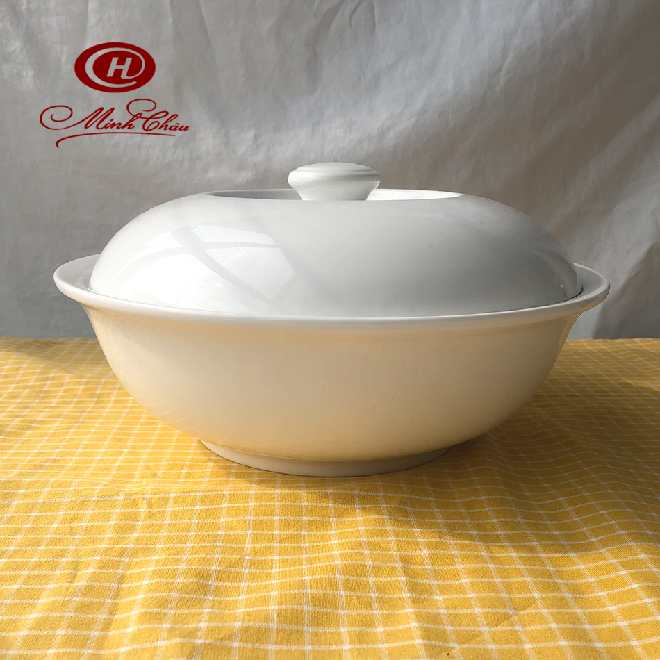 Liễn Cơm Có Vành Trắng Trơn - Sứ Minh Châu - LC18