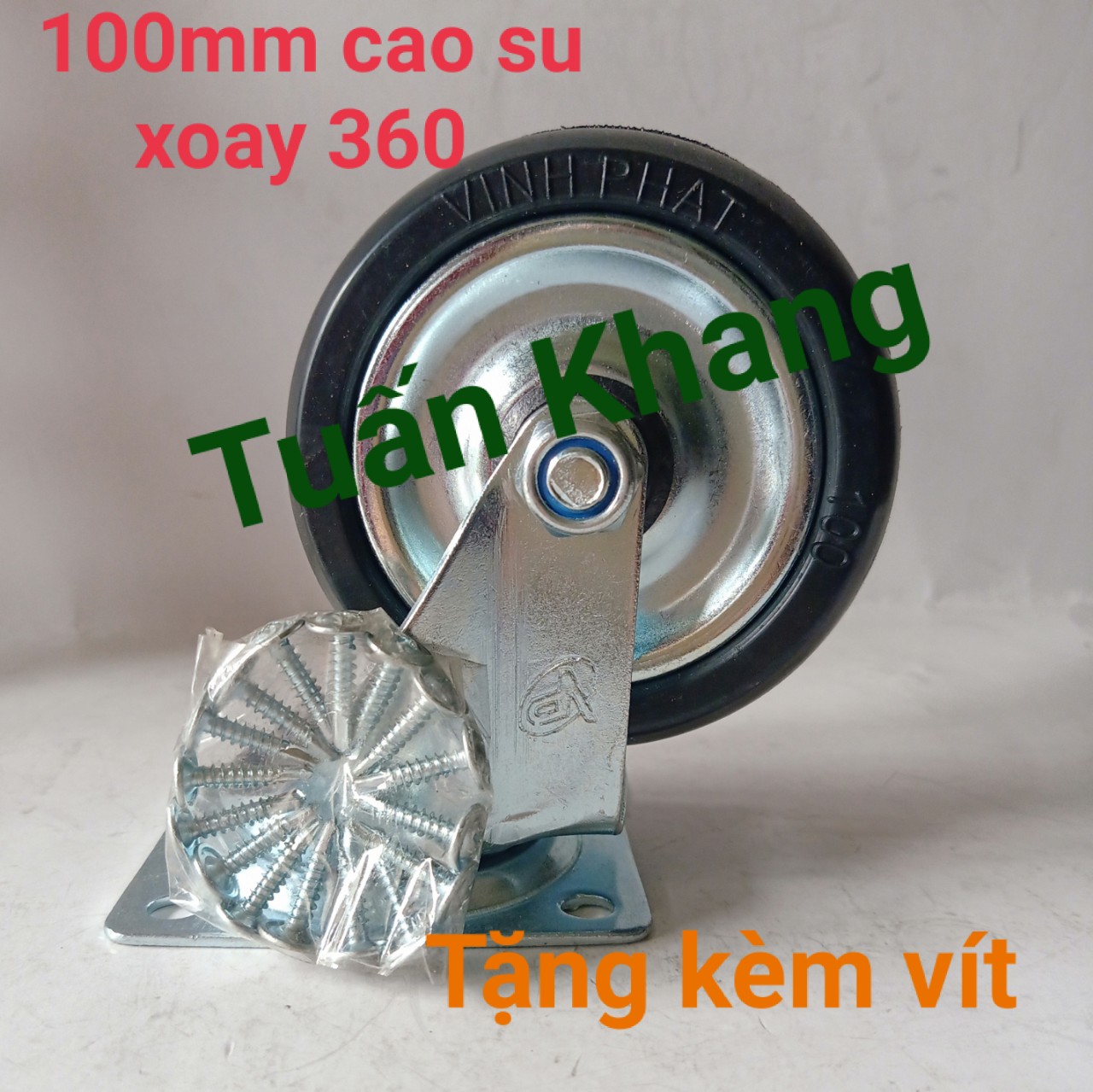 Bánh xe 100mm cao su vĩnh phát